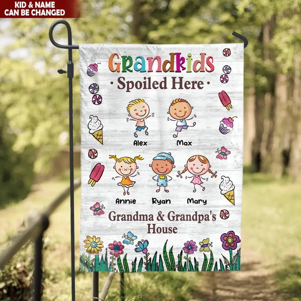 Grandkids Spoiled Here Grandma & Grandpa’s House - Personalized Garden Flag - GF157