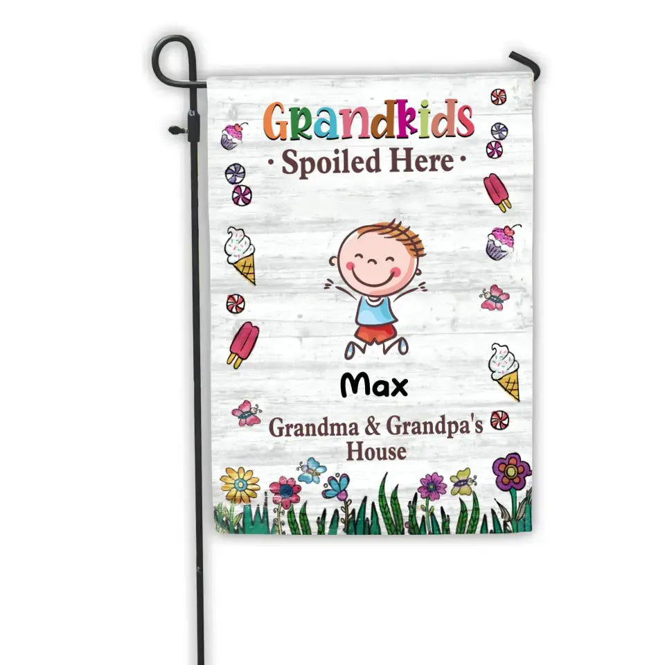 Grandkids Spoiled Here Grandma & Grandpa’s House - Personalized Garden Flag - GF157