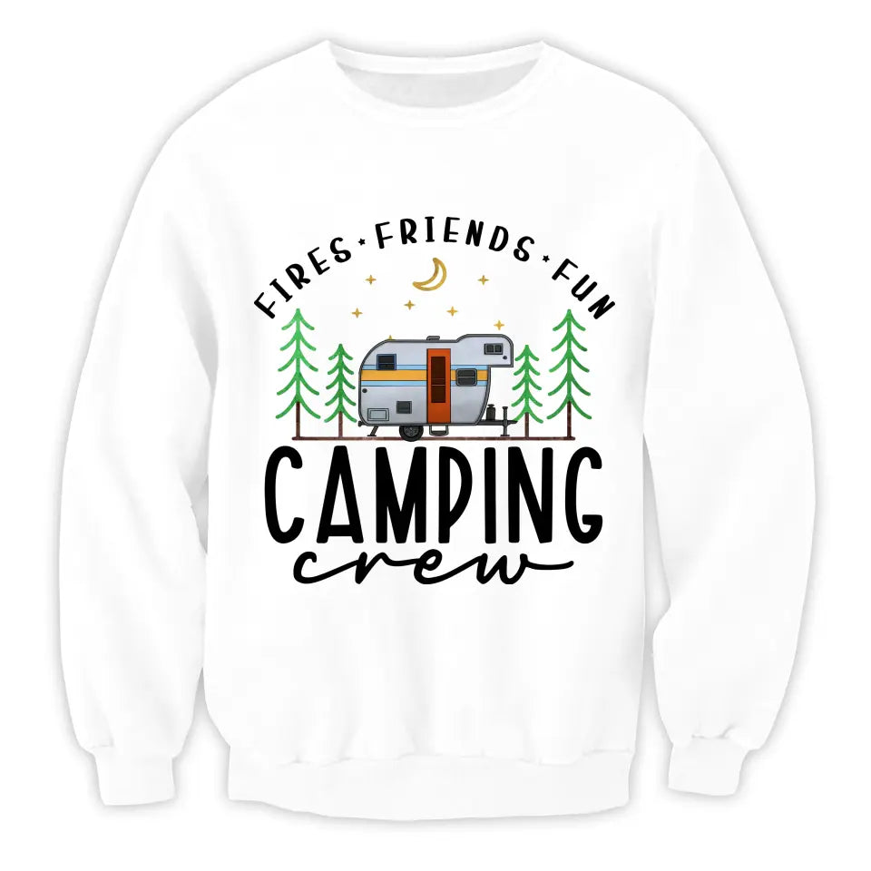 Camping Crew Fires Friends Fun - Personalized T-Shirt, T-Shirt Gift For Camping Lover - TS1061
