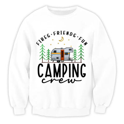 Camping Crew Fires Friends Fun - Personalized T-Shirt, T-Shirt Gift For Camping Lover - TS1061