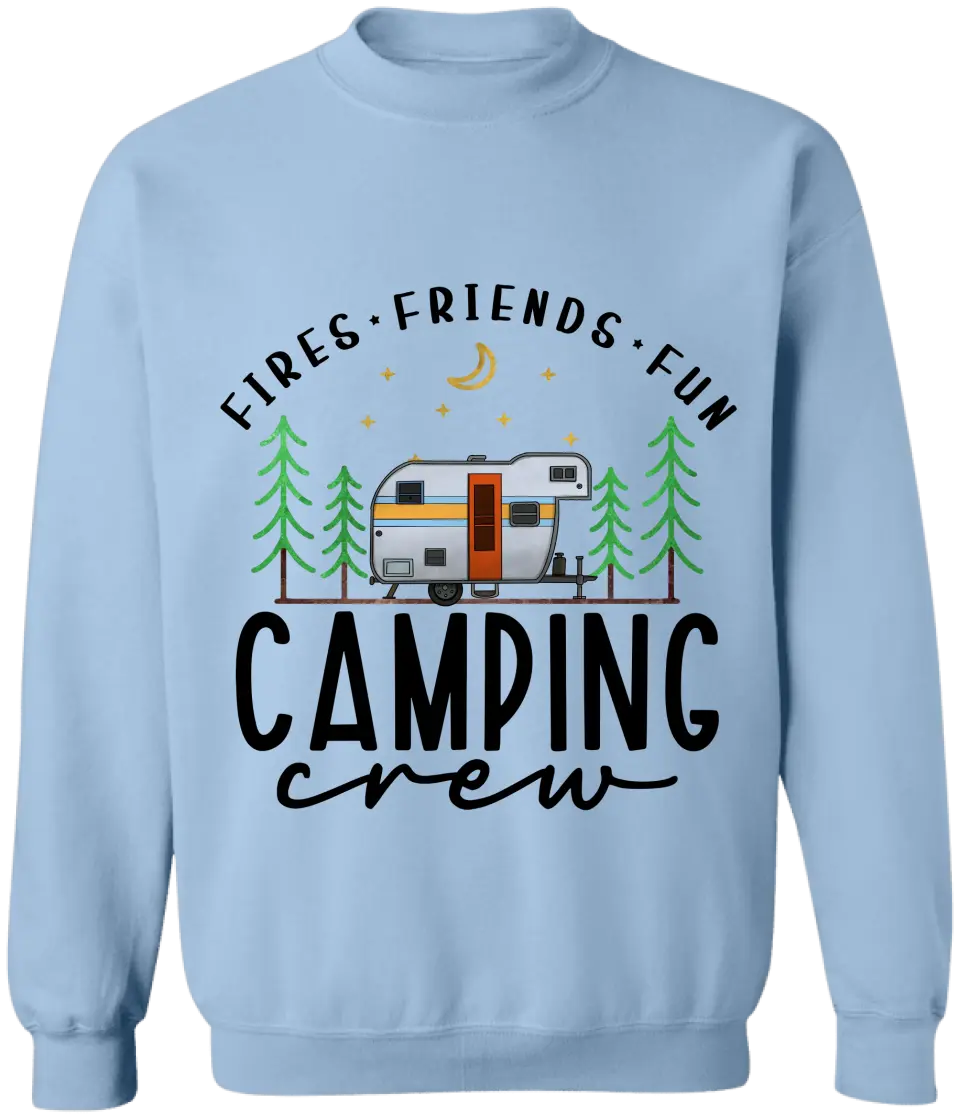 Camping Crew Fires Friends Fun - Personalized T-Shirt, T-Shirt Gift For Camping Lover - TS1061