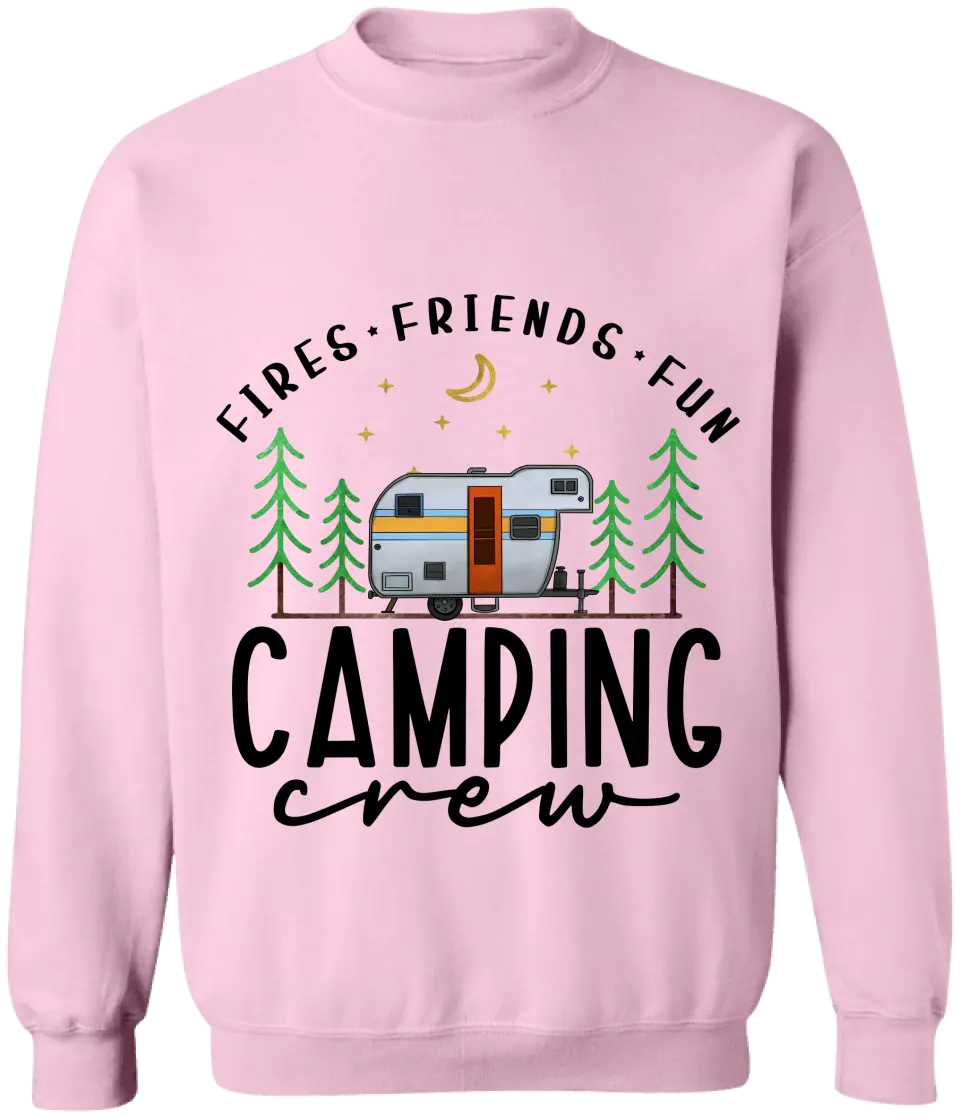 Camping Crew Fires Friends Fun - Personalized T-Shirt, T-Shirt Gift For Camping Lover - TS1061