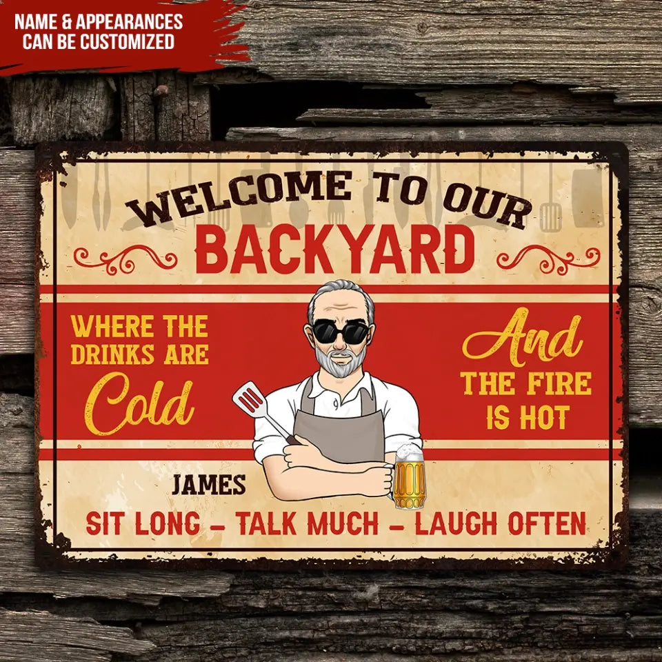 Welcome To Our Backyard - Personalized Metal Sign, Gift For Family - MTS752