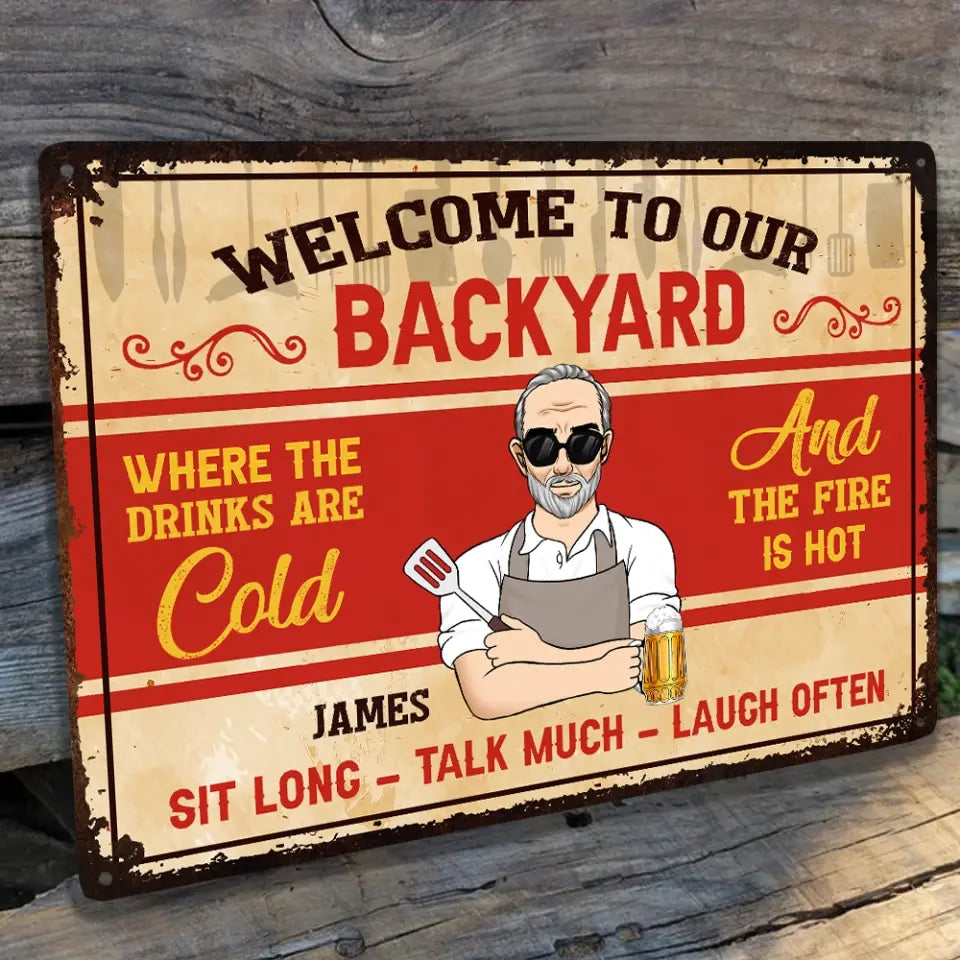 Welcome To Our Backyard - Personalized Metal Sign, Gift For Family - MTS752