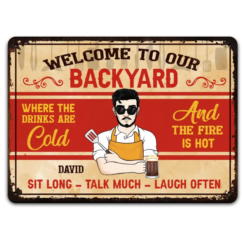 Welcome To Our Backyard - Personalized Metal Sign, Gift For Family - MTS752