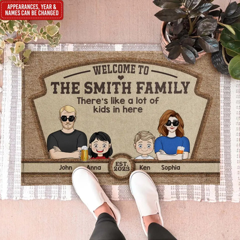 There's Like A Lot Of Kids In Here - Personalized Doormat, Family Home Decor Decorative Mat - DM263