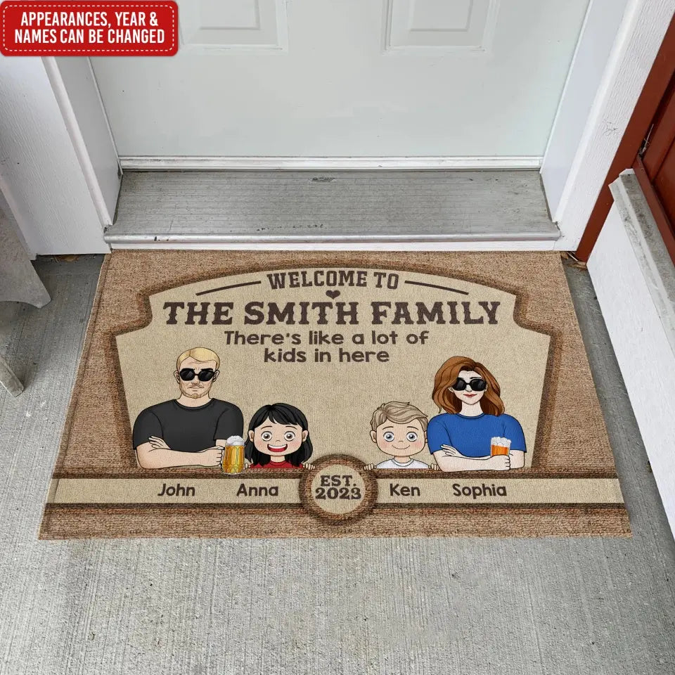 There's Like A Lot Of Kids In Here - Personalized Doormat, Family Home Decor Decorative Mat - DM263