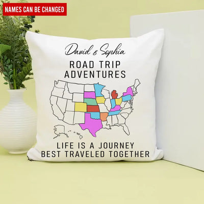Road Trip Adventures - Personalized Pillow, Travel Camping Gift - PC72