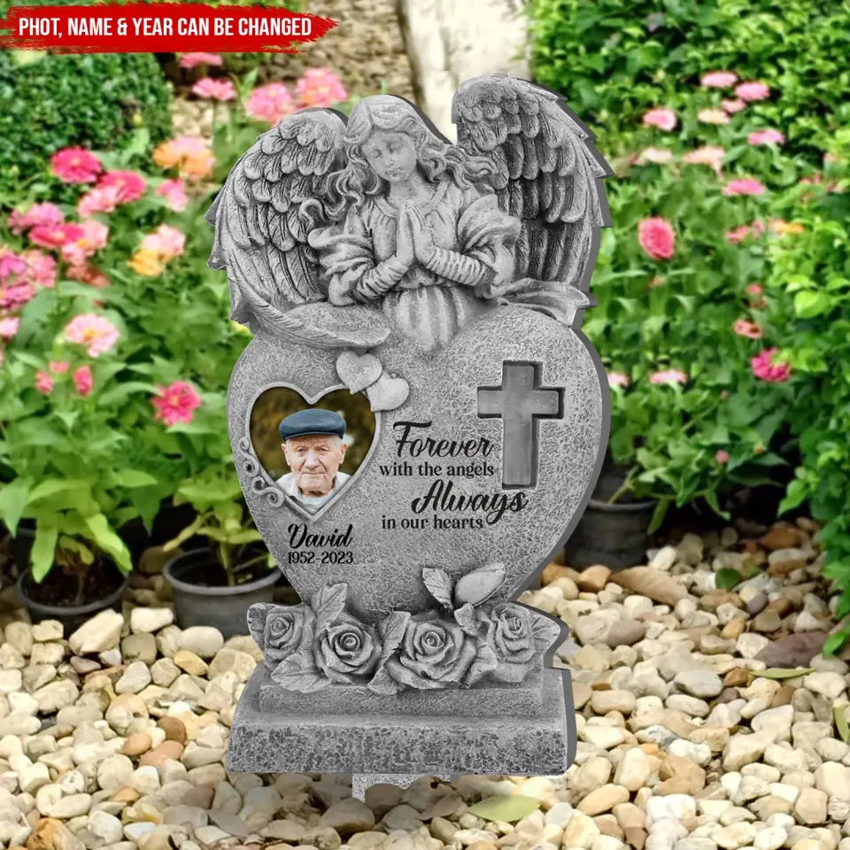 Forever With The Angels - Personalized Plaque Stake, Memorial Gift  - PS68
