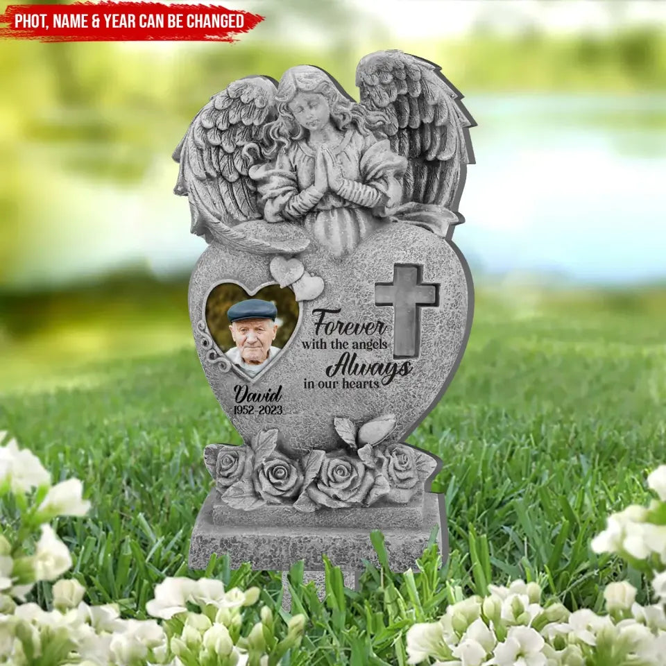 Forever With The Angels - Personalized Plaque Stake, Memorial Gift  - PS68