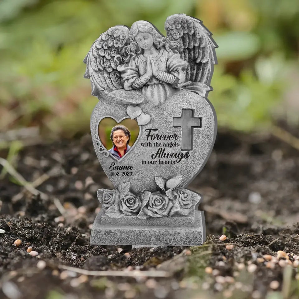 Forever With The Angels - Personalized Plaque Stake, Memorial Gift  - PS68