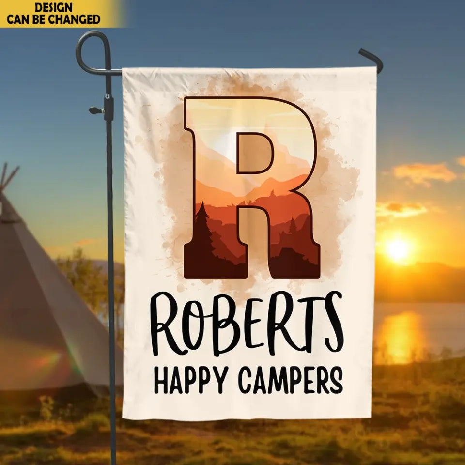 Custom Name Family Camping - Personalized Garden Flag, Gift For Camping Lovers - GF158