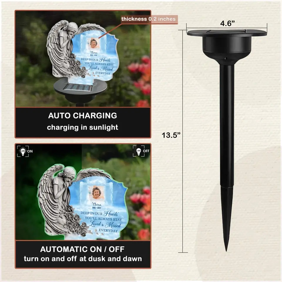 Angel Praying Deep In My Heart - Personalized Solar Light, Memorial Gift for Loss of Loved One/Loss of Mom/Dad - SL135