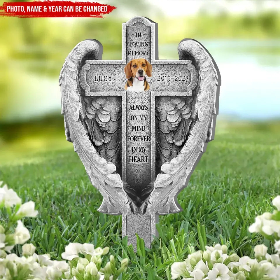 Always On My Mind Forever In My Heart - Personalized Plaque Stake, Pet Loss Gift - PS70
