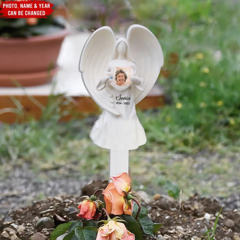 Angel Wings Statue - Personalized Plaque Stake, Memorial Gift For Loss ...