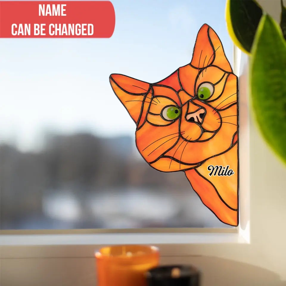 Cat Suncatcher Window - Personalized Decal, Gift For Cat Lovers - PCD101