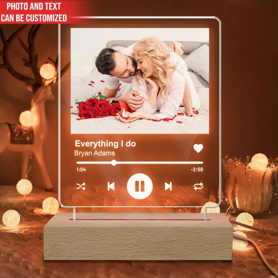 Your Favorite Song Custom Couple Gift - Personalized Acrylic Night Light, Gift For Couple, Husband And Wife - L92