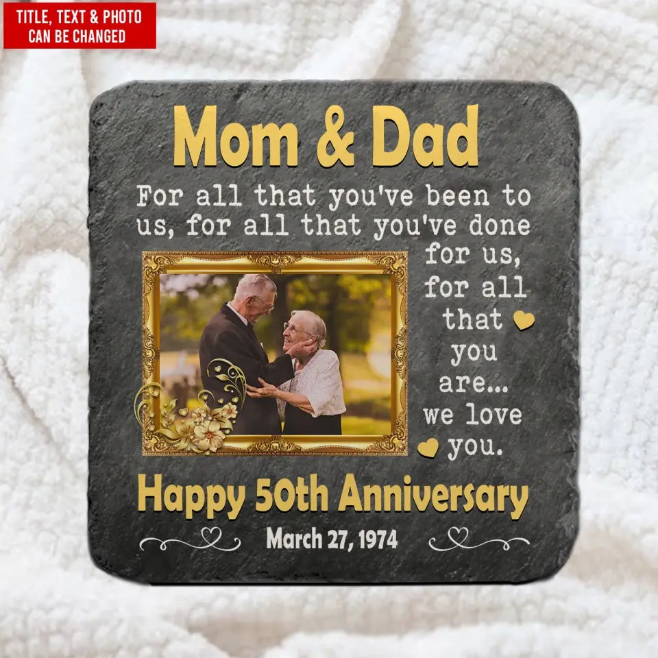 50th Wedding Anniversary Mom and Dad - Personalized Memorial Stone, Golden Anniversary Gift for Parents/Couple/Mom and Dad - MS68