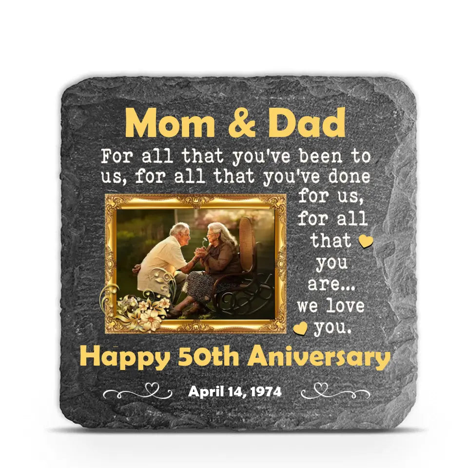 50th Wedding Anniversary Mom and Dad - Personalized Memorial Stone, Golden Anniversary Gift for Parents/Couple/Mom and Dad - MS68