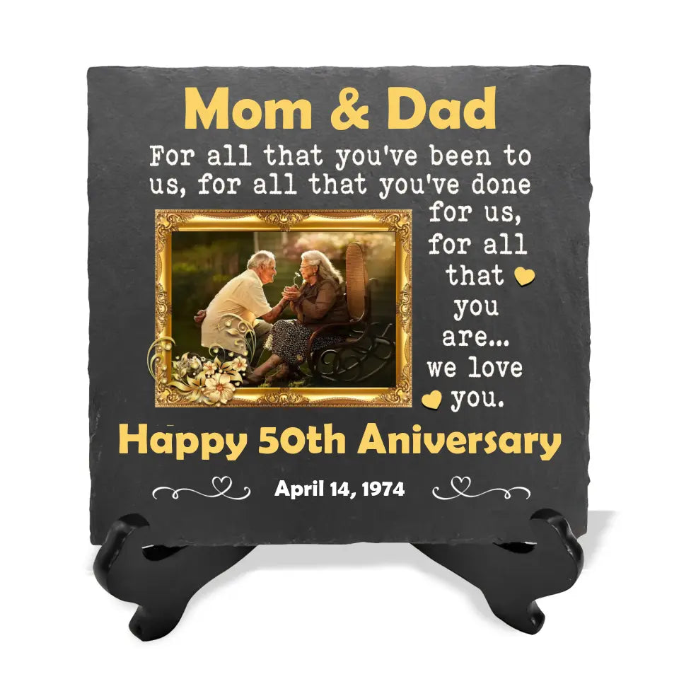 50th Wedding Anniversary Mom and Dad - Personalized Memorial Stone, Golden Anniversary Gift for Parents/Couple/Mom and Dad - MS68