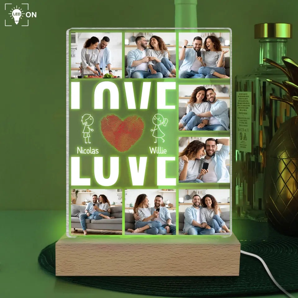 Love You Lots Photo Frames - Personalized Acrylic Night Light, Anniversary Gift for Couple, Gift for Her/Gift for Him - L93