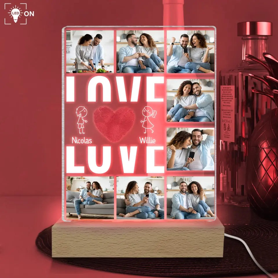 Love You Lots Photo Frames - Personalized Acrylic Night Light, Anniversary Gift for Couple, Gift for Her/Gift for Him - L93