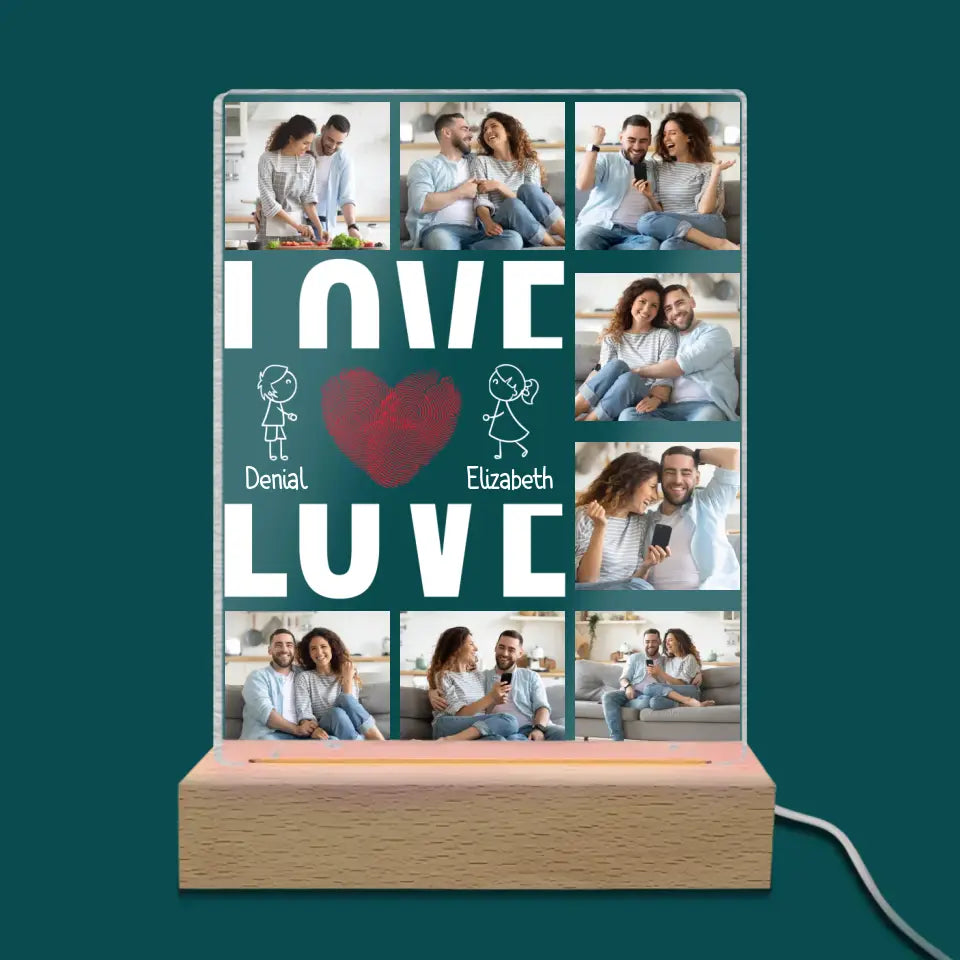 Love You Lots Photo Frames - Personalized Acrylic Night Light, Anniversary Gift for Couple, Gift for Her/Gift for Him - L93
