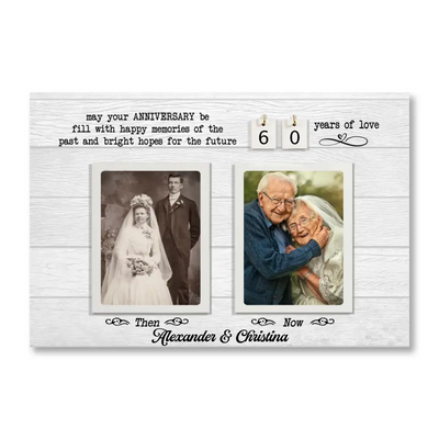 Then and Now Celebrate Years of Love - Personalized Canvas, Wedding Anniversary Gift for Parents/Couples - CA101