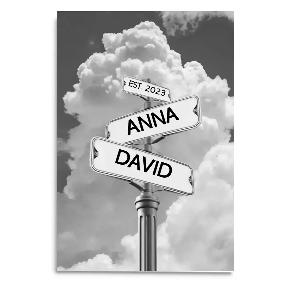 Name Vintage Street - Personalized Canvas, Canvas Gift For Couple - CA102