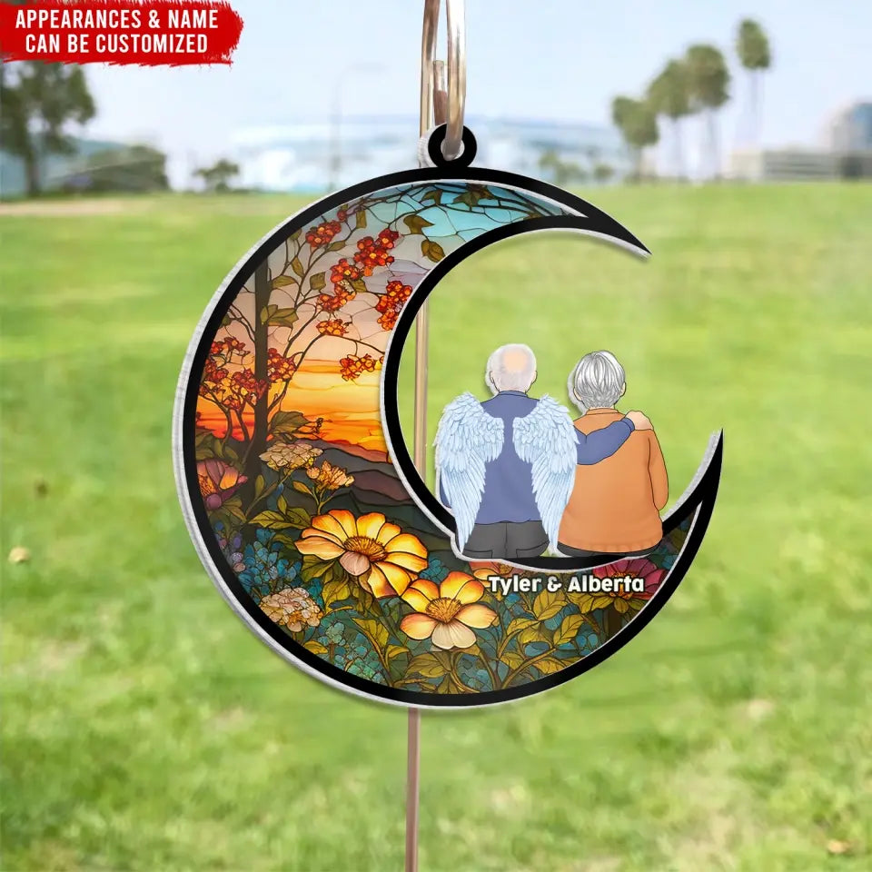 Angel Wings In Heaven - Personalized Suncatcher Hanging, Loss of Husband, Loss Of Wife Gifts Decorations - SH07