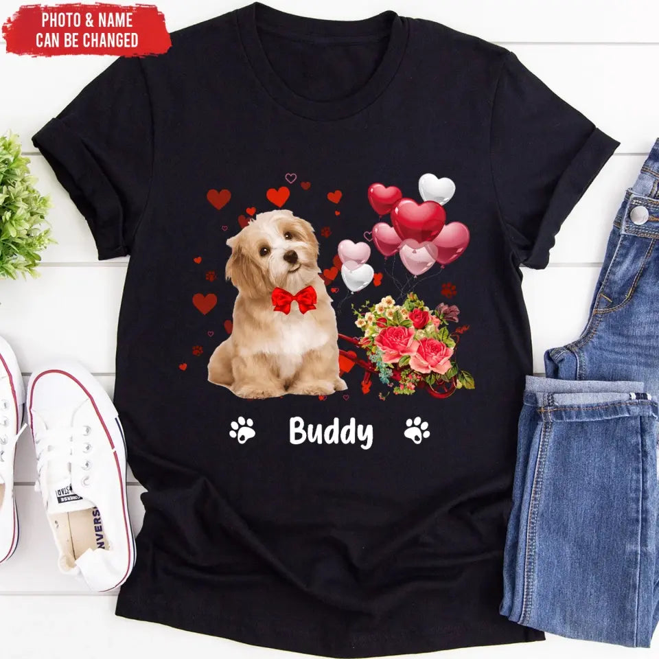 Custom Dog Photo With Heart Limited Edition - Personalized T-Shirt, Gift For Dog Lovers, Valentine Gift - TS1077