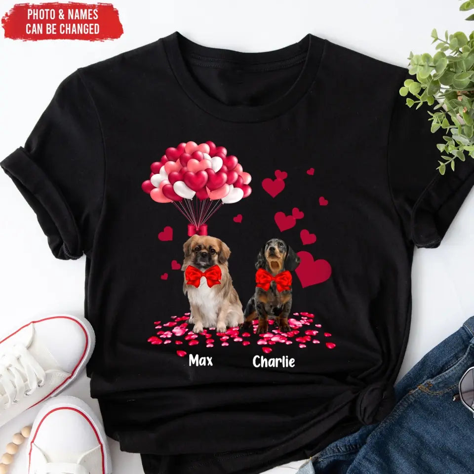Dog Balloon Valentine - Personalized T-Shirt, T-Shirt Gift For Dog Lover - TS1078