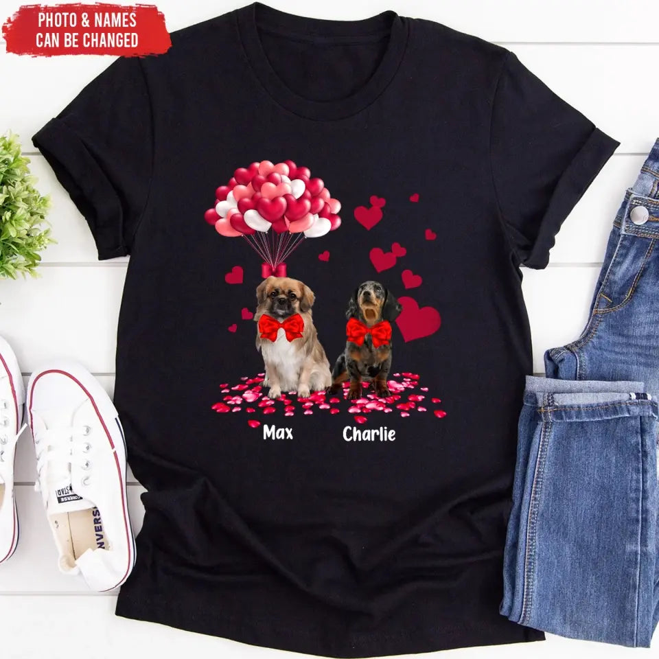 Dog Balloon Valentine - Personalized T-Shirt, T-Shirt Gift For Dog Lover - TS1078