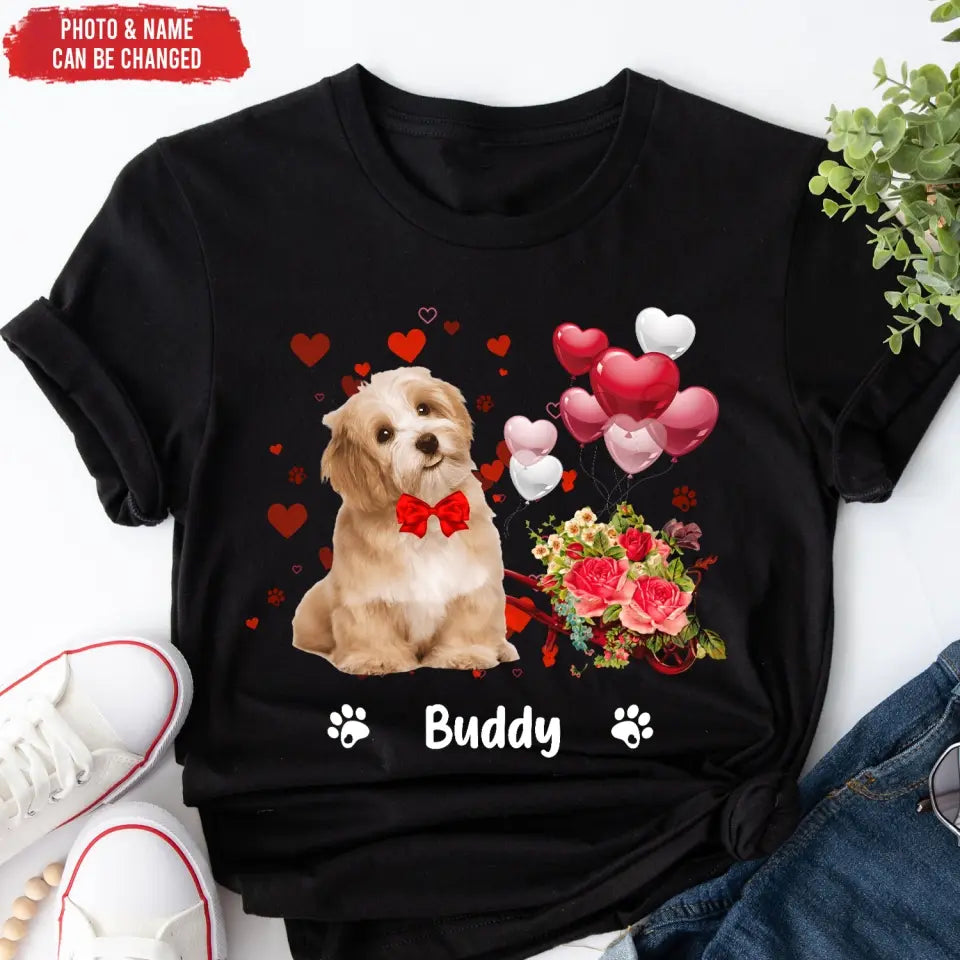 Custom Dog Photo With Heart Limited Edition - Personalized T-Shirt, Gift For Dog Lovers, Valentine Gift - TS1077