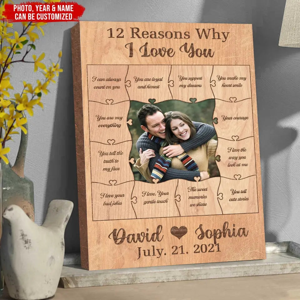 12 Reasons Why I Love You - Personalized Canvas, Canvas Gift For Couple - CA103