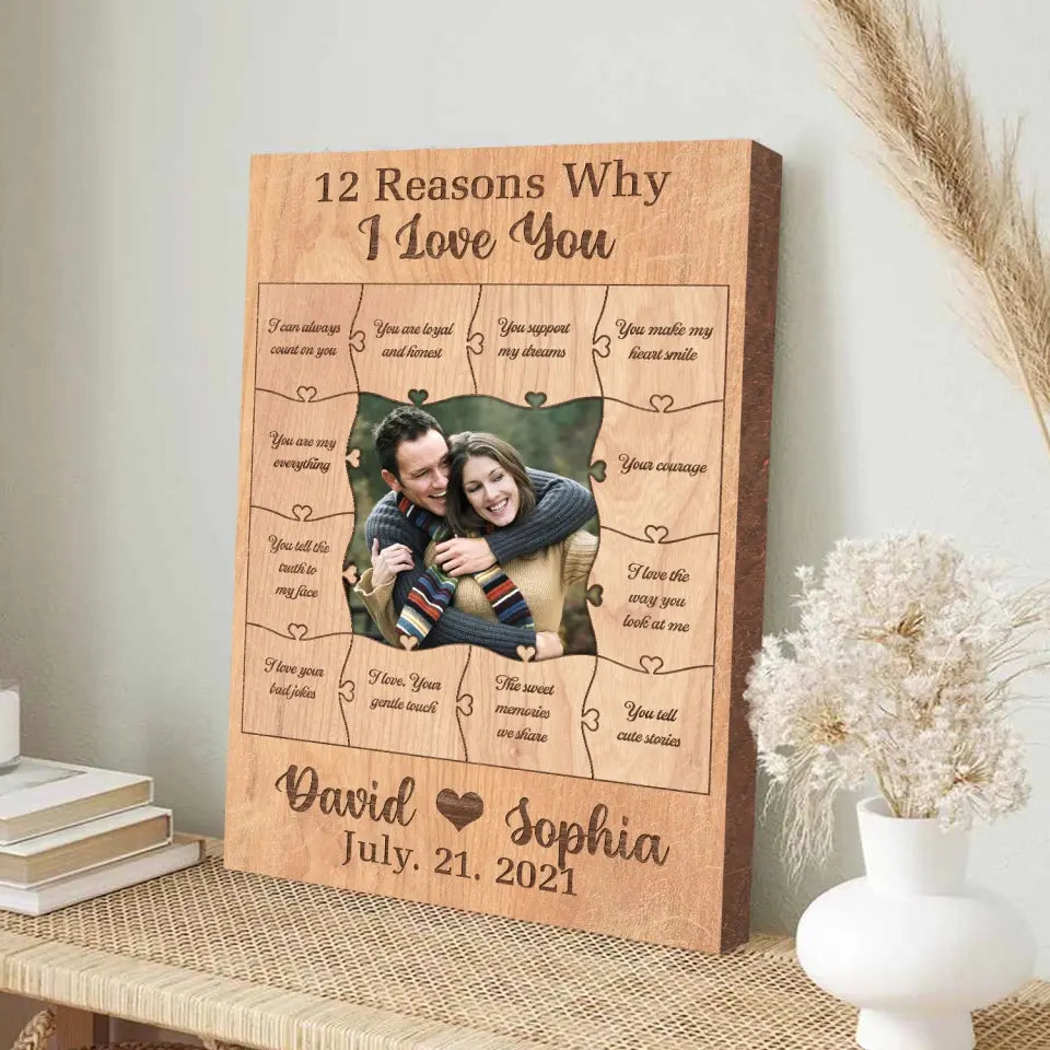 12 Reasons Why I Love You - Personalized Canvas, Canvas Gift For Couple - CA103