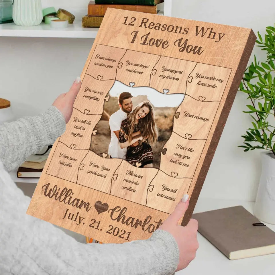 12 Reasons Why I Love You - Personalized Canvas, Canvas Gift For Couple - CA103