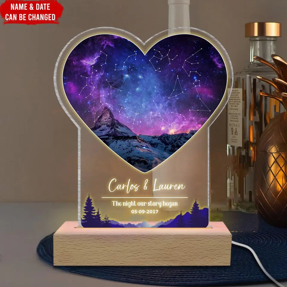 The Night Our Story Began - Personalized Acrylic Night Light, Gift For Couple, Anniversary Gift - L96