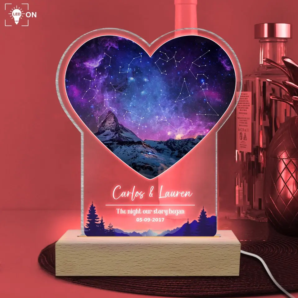 The Night Our Story Began - Personalized Acrylic Night Light, Gift For Couple, Anniversary Gift - L96