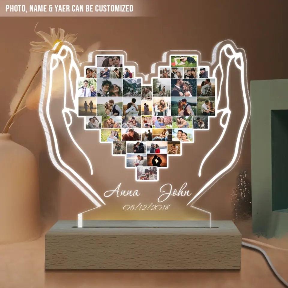 Couple Custom Photo Gift - Personalized Acrylic Lamp, Gift For Couple/Lovers, Husband And Wife, Valentine Gift for Him/Her  - L97