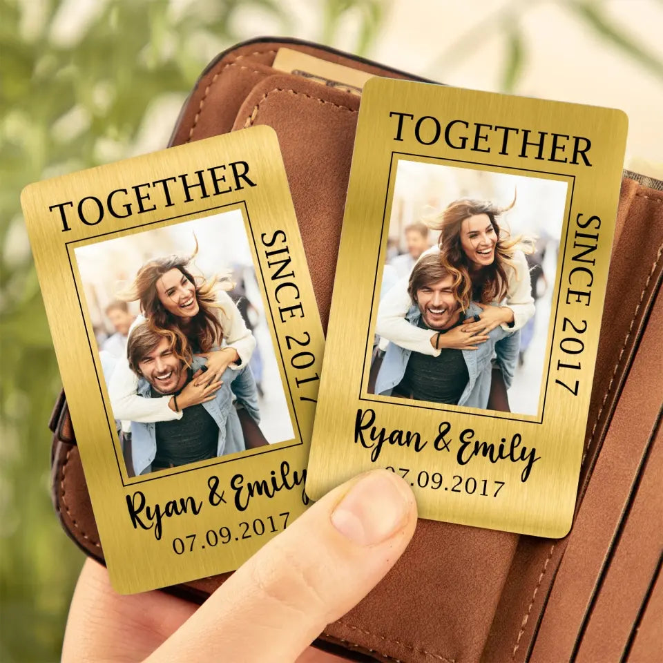 Together Forever Custom Couple Photo - Personalized Metal Wallet Card, Anniversary Gift for Her/Him - MC14