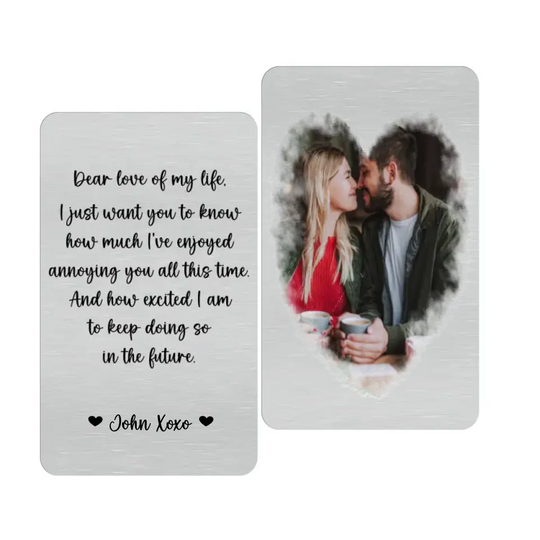 Custom Couple Photo Dear Love Of My Life - Personalized Metal Wallet Card, Anniversary Gift for Wife/Husband/Finance - MC10