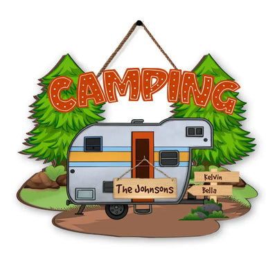 Family Arrow Name Sign With RVs - Personalized Wooden Sign, Sign Gift For Camping Lover - DS738