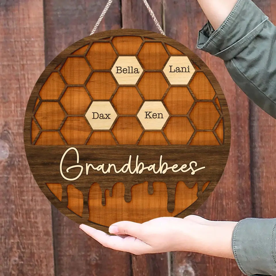 Bee Hive Family Tree - Personalized Wooden Sign, Sign Gift For Family - DS740