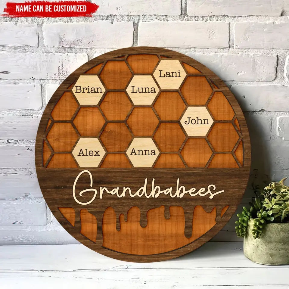 Bee Hive Family Tree - Personalized Wooden Sign, Sign Gift For Family - DS740