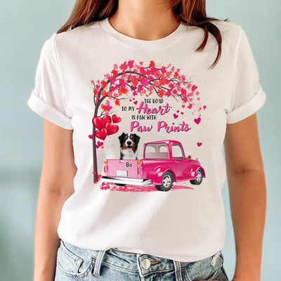 The Road To My Heart Is Paw With Paw Prints - Personalized T-Shirt, T-Shirt Gift For Dog Lover - TS1083