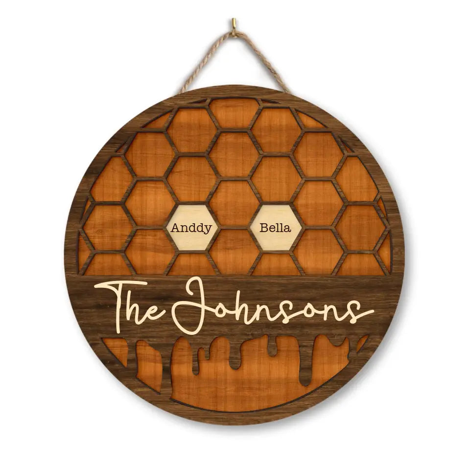 Bee Hive Family Tree - Personalized Wooden Sign, Sign Gift For Family - DS740