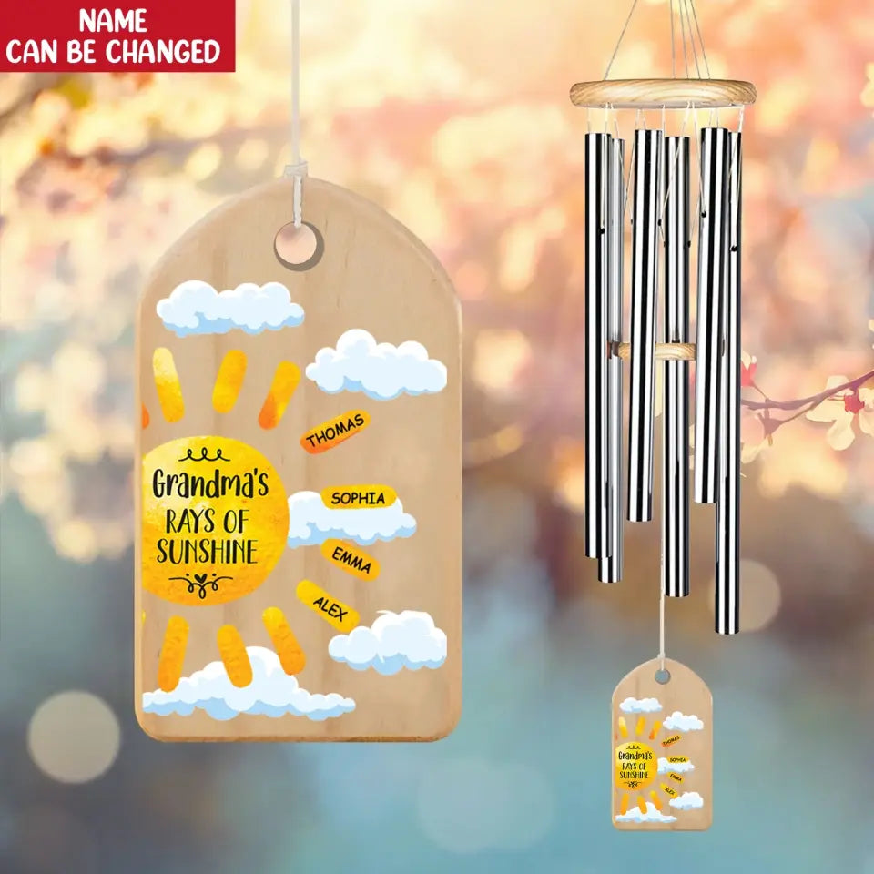Grandma’s Rays Of Sunshine - Personalized Wind Chimes, Gift For Grandma - WC11