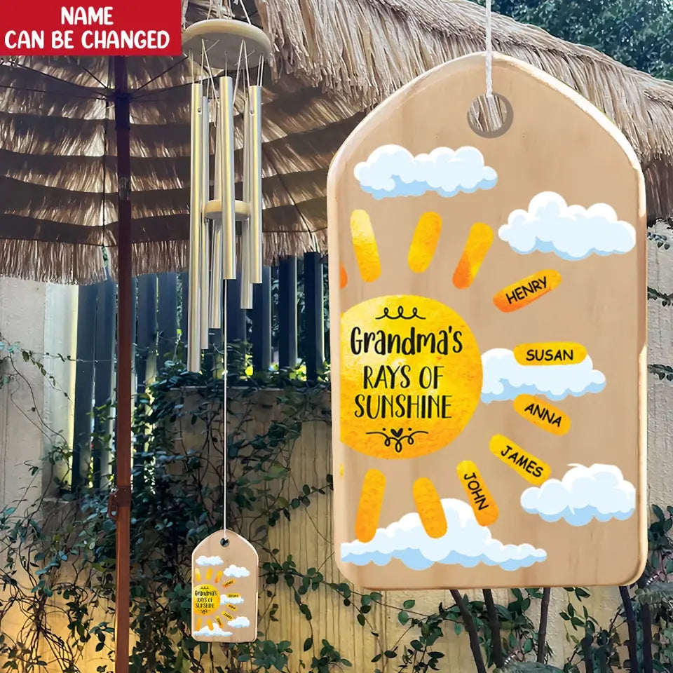 Grandma’s Rays Of Sunshine - Personalized Wind Chimes, Gift For Grandma - WC11