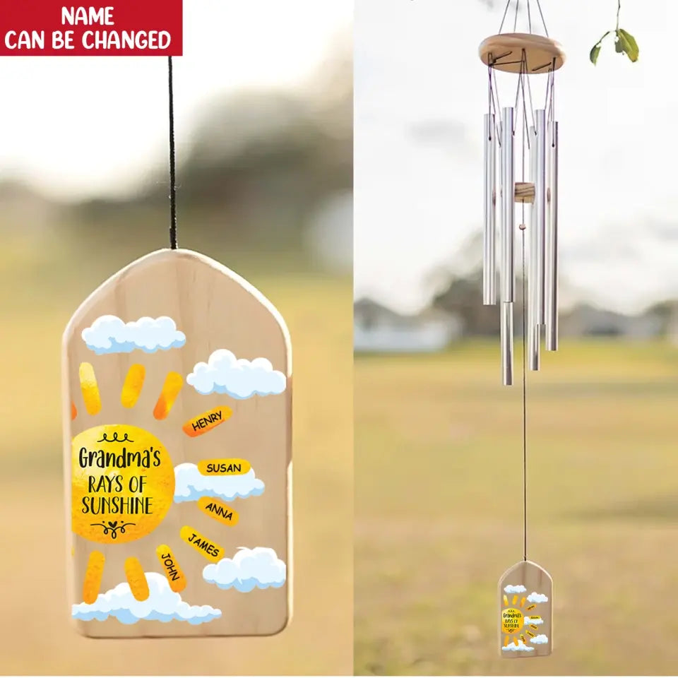 Grandma’s Rays Of Sunshine - Personalized Wind Chimes, Gift For Grandma - WC11